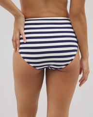Soma / Soma Swim Ruched High-Waist Bikini Bottom WIND DOWN STRIPE COCONUT