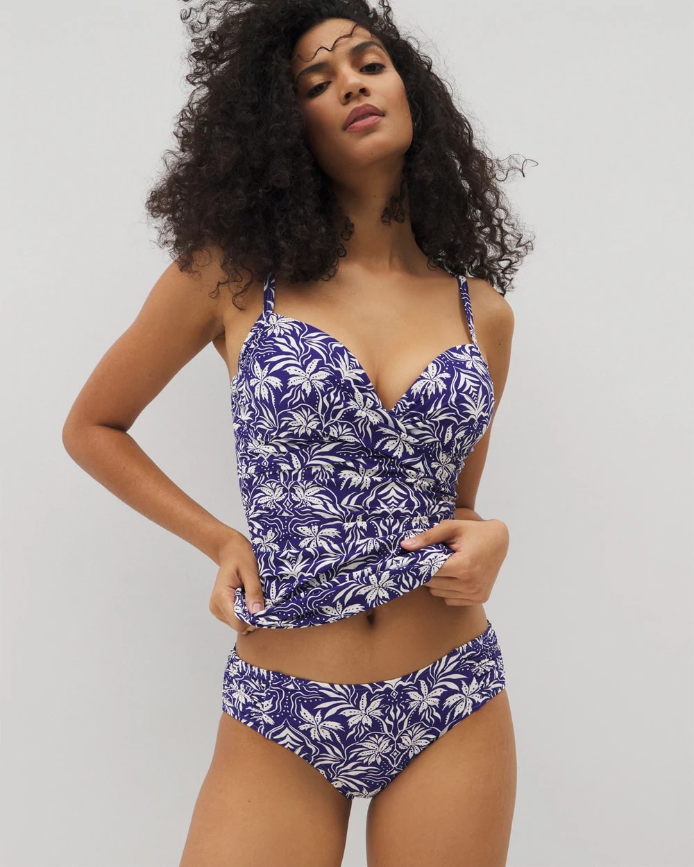 Soma / Ruched Side Bikini Bottom TROPIC TILES TRUE BLUE