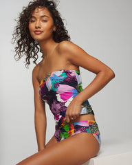 Soma / Ruched Bikini Bottoms PAINTED IN PARADISE NAVY