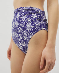 Soma / Ruched High-Waist Bikini Bottom TROPIC TILES TRUE BLUE