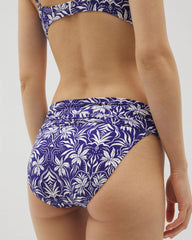 Soma / Ruched High-Waist Bikini Bottom TROPIC TILES TRUE BLUE