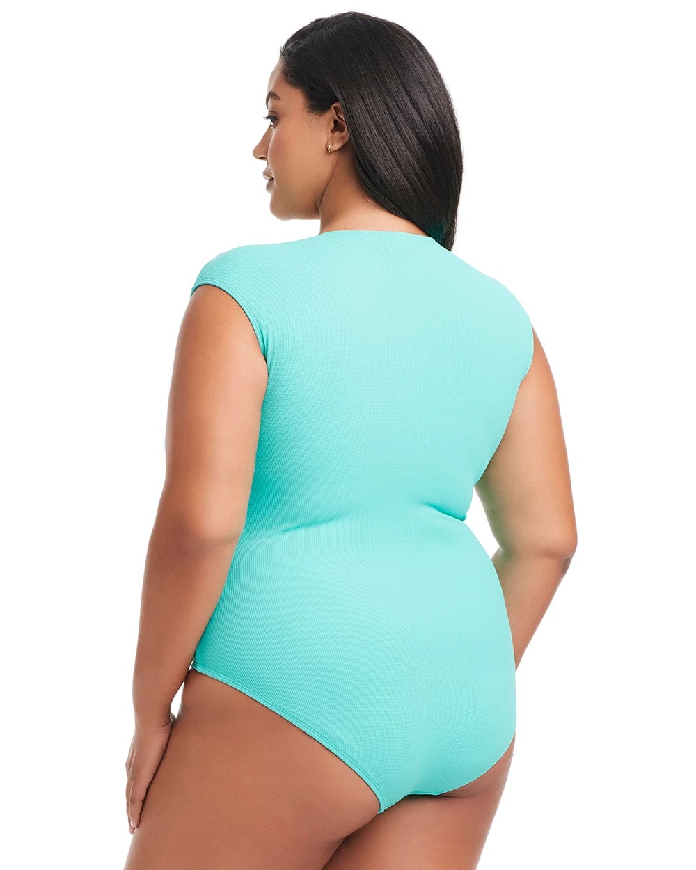 Soma / Pique Ole Cap Sleeve Surplice One Piece TAHITI TEAL