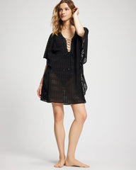 Soma / Sunkissed Crochet Chiffon Caftan BLACK