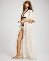 Soma / Sunkissed Crochet Open-Front Caftan COCONUT WATER