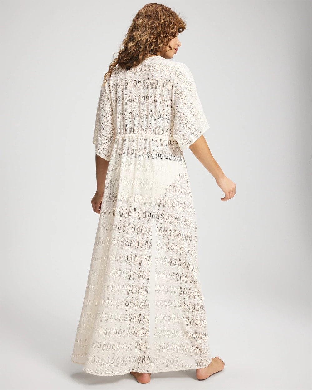 Soma / Sunkissed Crochet Open-Front Caftan COCONUT WATER