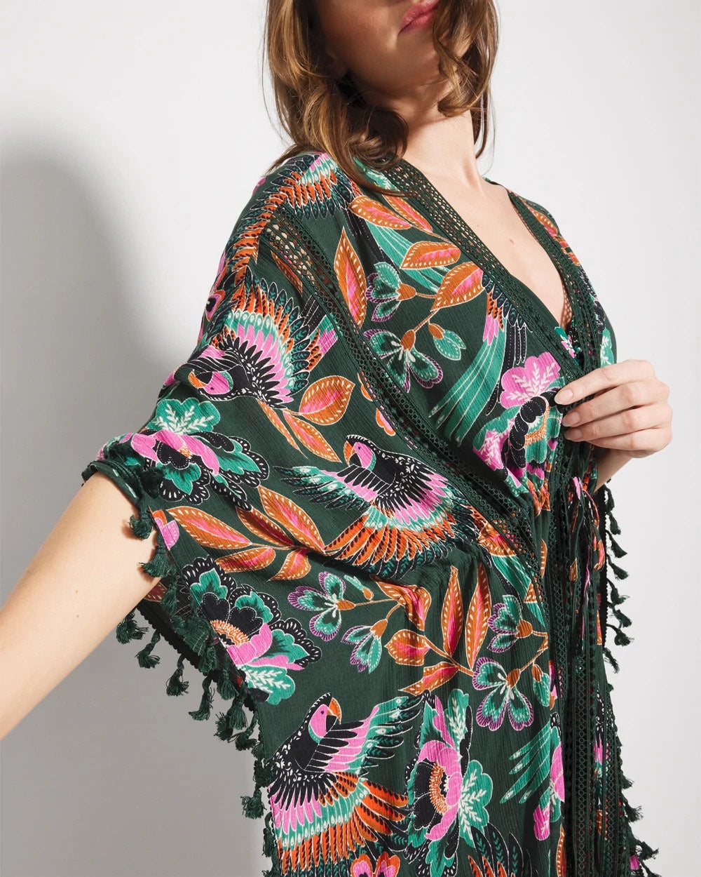 Soma / Tie-Front Cover-Up PARROT-ISE LUSH EMERALD