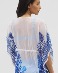 Soma / Beyond Control Sea Life Chiffon Caftan WHITE MULTI