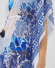 Soma / Beyond Control Sea Life Chiffon Caftan WHITE MULTI