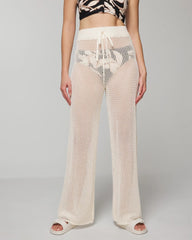 Soma / Cotton Crochet-Style Wide-Leg Pants COCONUT