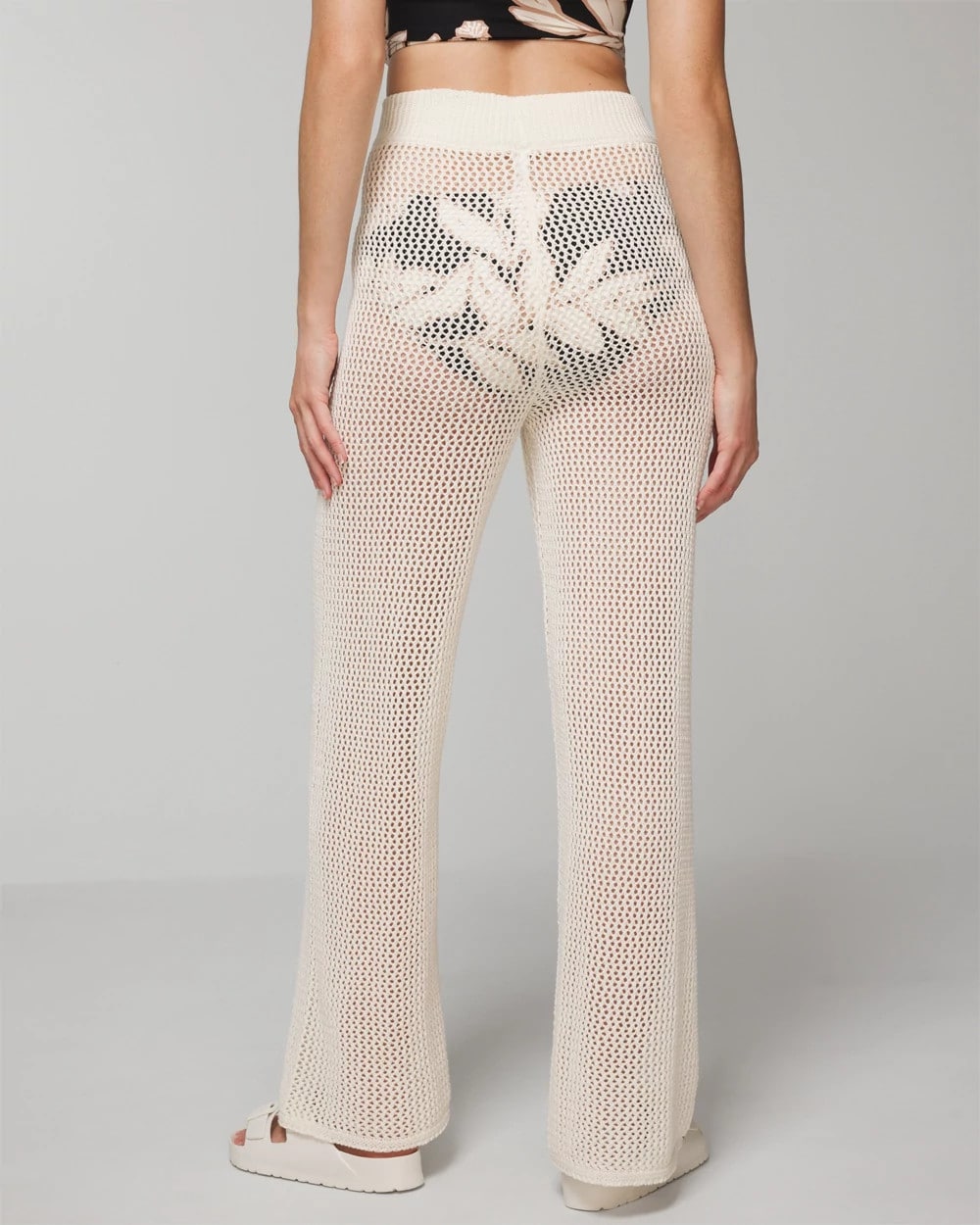 Soma / Cotton Crochet-Style Wide-Leg Pants COCONUT
