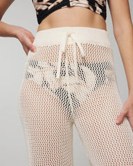 Soma / Cotton Crochet-Style Wide-Leg Pants COCONUT