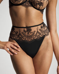 Soma / Tattoo Lace Embroidered High Waist Thong Panty
