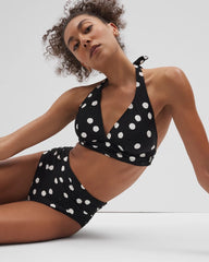 Soma / Ruched High-Waist Bikini Bottom MOVEMENT DOT MINI B