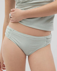 Soma / Ruched Bikini Bottoms GREEN SEERSUCKER