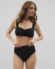 Soma / Ruched High-Waist Bikini Bottom BLACK