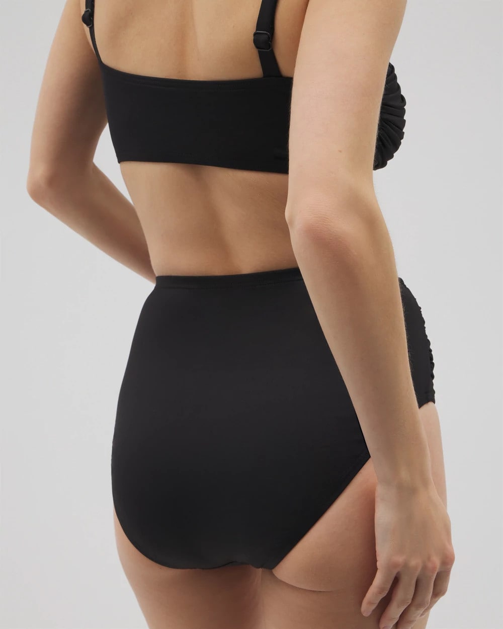 Soma / Ruched High-Waist Bikini Bottom BLACK