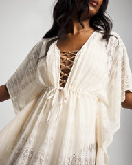 Soma / Sunkissed Crochet Chiffon Caftan COCONUT WATER