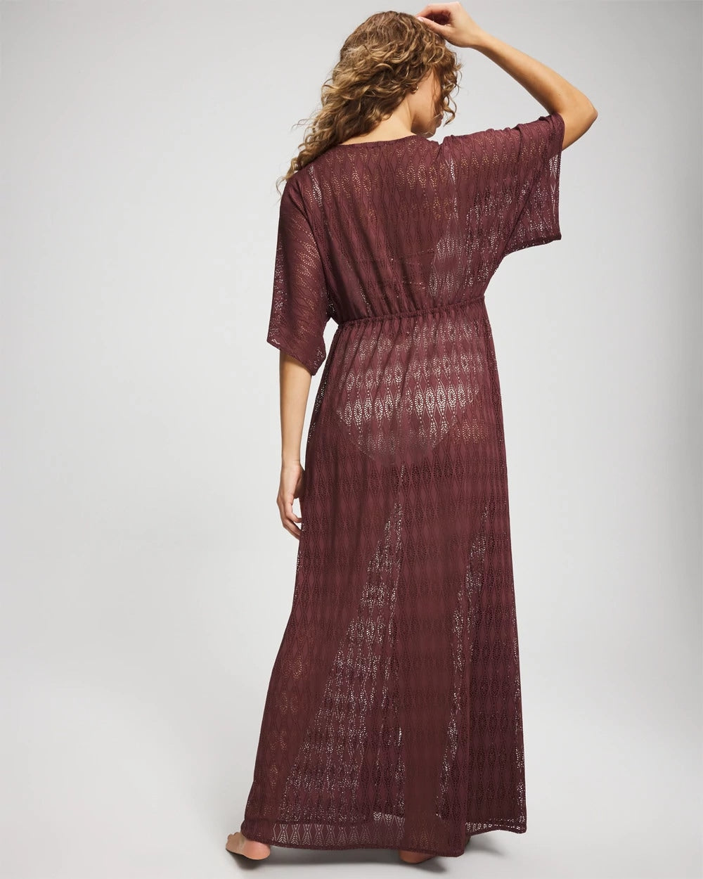 Soma / Sunkissed Crochet Open-Front Caftan COFFEE