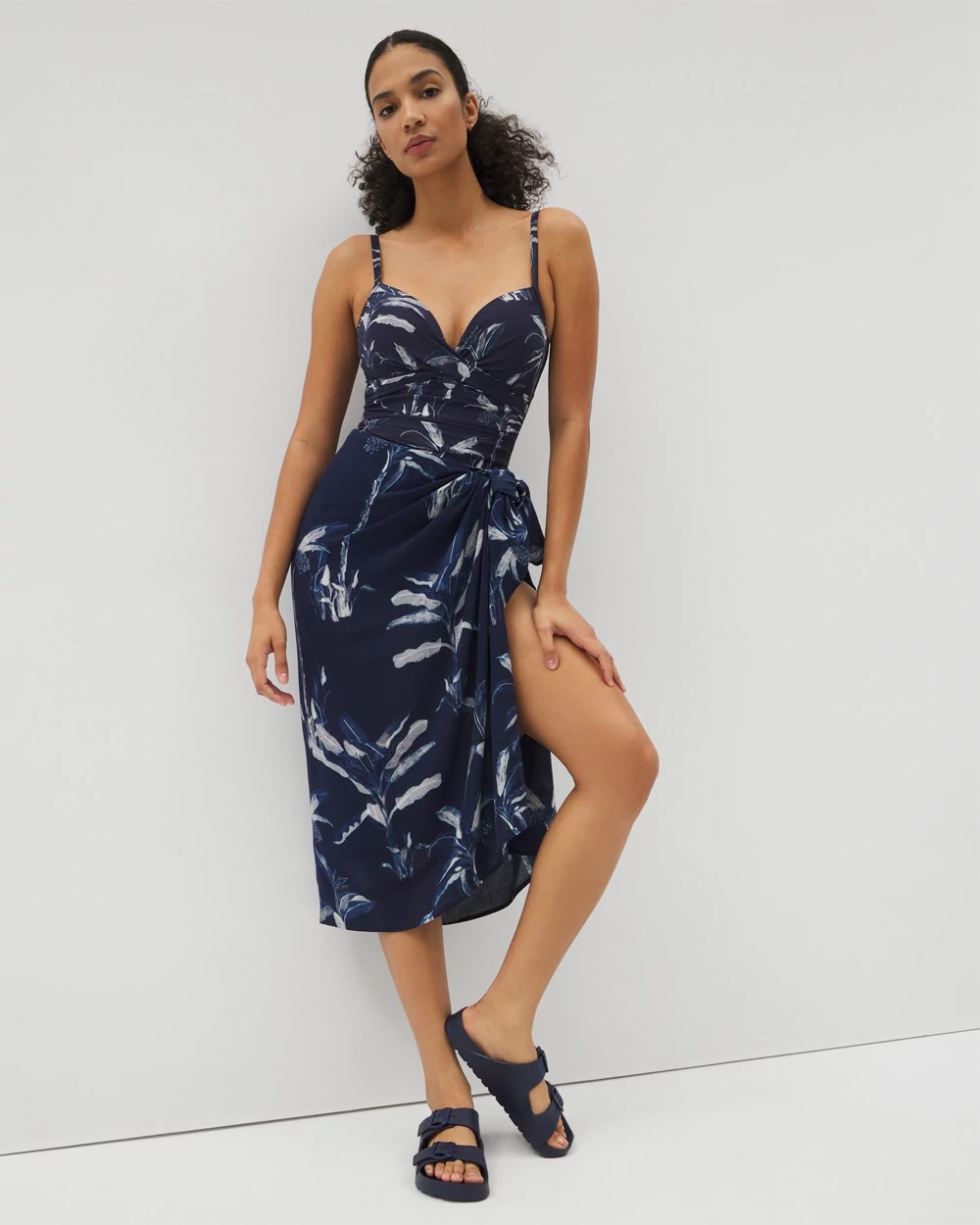 Soma / Rayon Crepe Pareo PALM TOILE NIGHTFALL NAVY