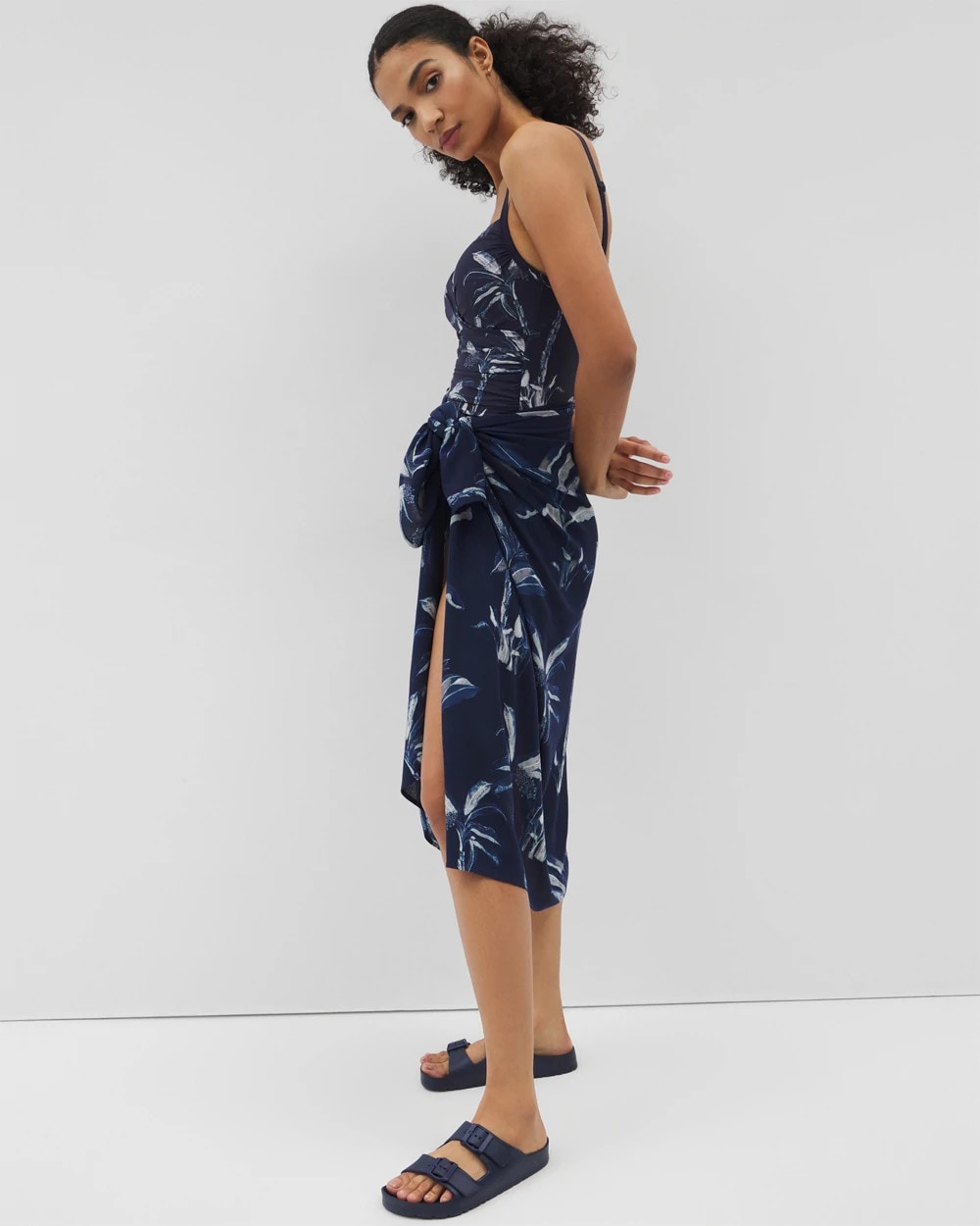 Soma / Rayon Crepe Pareo PALM TOILE NIGHTFALL NAVY