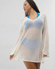 Soma / Cotton Crochet-Style Shift Cover-Up COCONUT