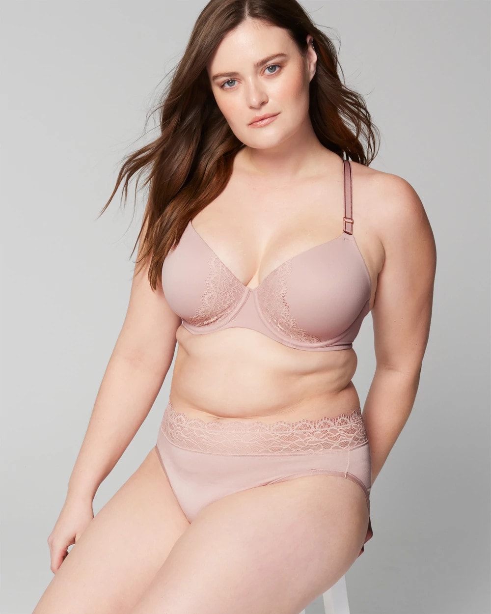 Soma / Perfect Coverage Convertible Bra with Lace back ADOBE ROSE