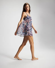 Soma / Mesh Ruched Chemise PETAL MOSAIC PETROL